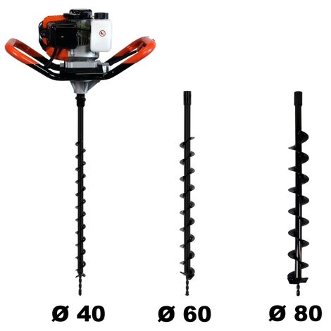 Barrena de Tierra 3CV 9000RPM, Mezcladora de Hormigón Cemento y Clavadora  de Postes Ahoyadora Motoperforadora Taladro de