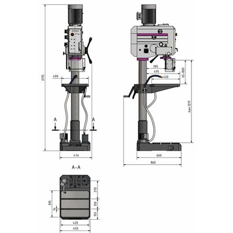 Taladro columna por engranajes Optimum B 40 GSM 