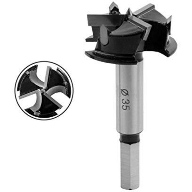 Taladro para gabinete de cocina/bisagra, broca de acero de carburo de 35 mm, vástago de 10 mm, sierra perforadora para bisagra de carpintería para