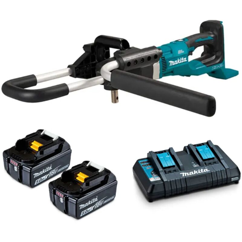 Taladro para Suelo Inalámbrico Makita DDG461PT2 2x18V con 2 baterías de 5.0Ah, motor sin escobillas y capacidad de perforación hasta 200mm