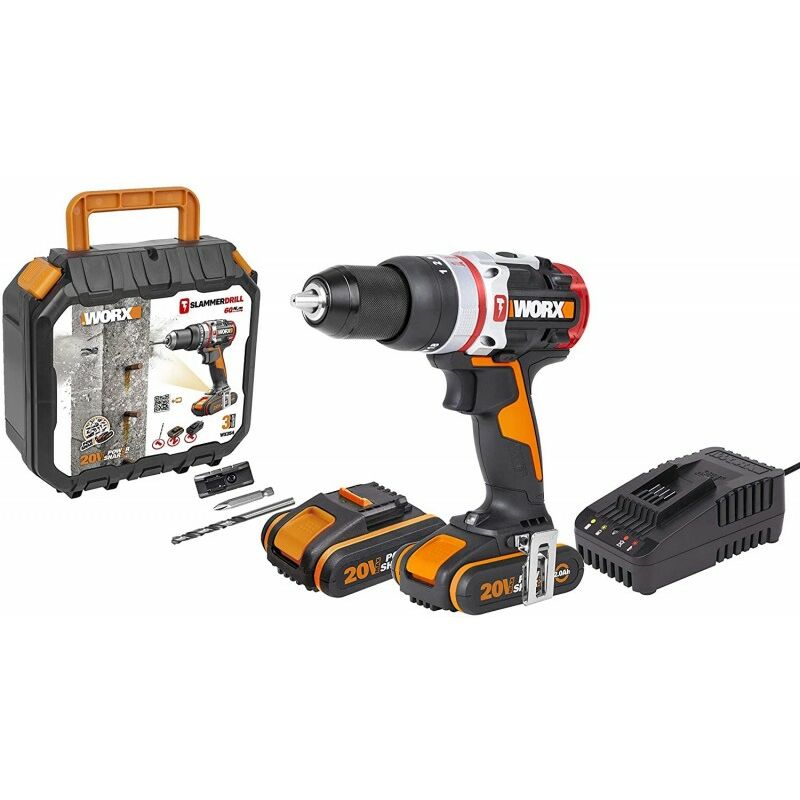 Worx - Perceuse Visseuse Marteau 2 Batteries 2.0Ah Wx354