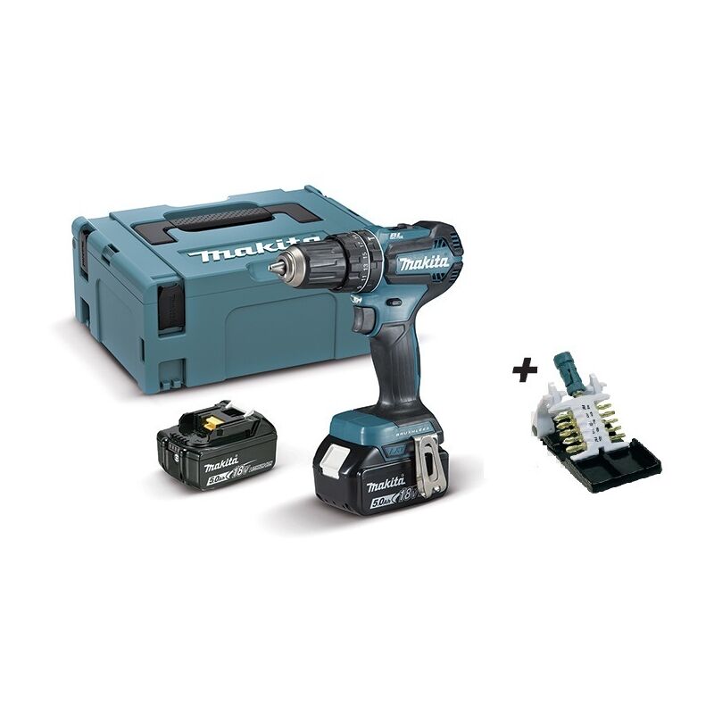 

Makita - Taladro percutor 18V LXT 5,0Ah BL 50Nm DHP485RTJ PRK00381 + puntas