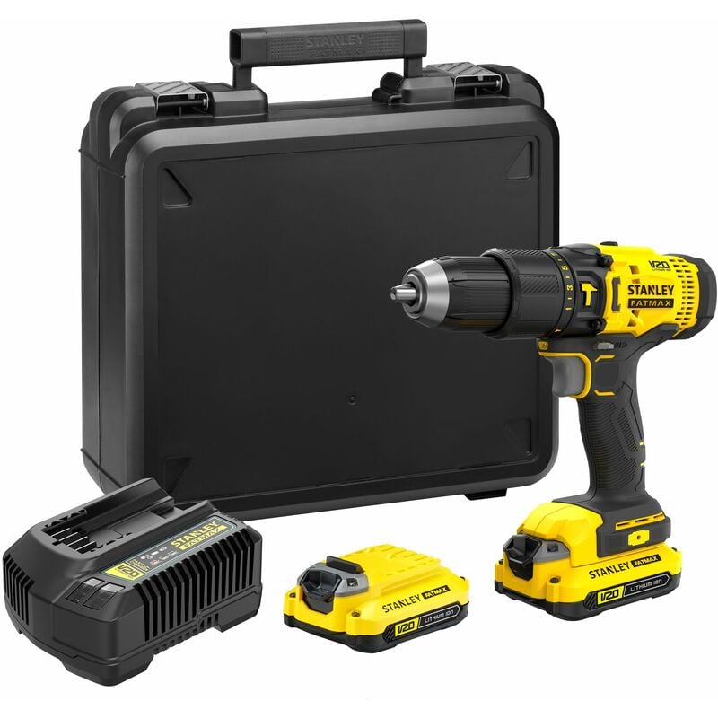 V20 Perceuse Visseuse à Percussion 50Nm- Lithium 18V - 2 Batteries 1,5Ah Stanley fatmax - SFMCD711C2K-QW