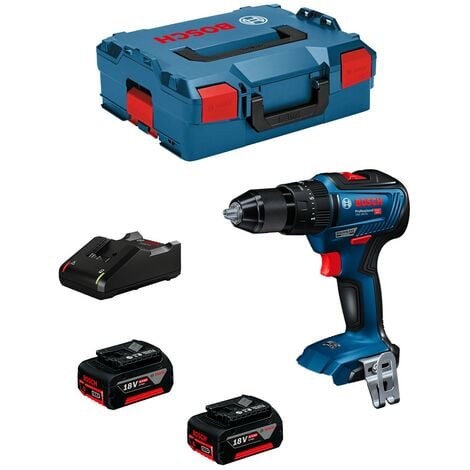 Taladro Percutor BOSCH GSB 18V-55 (2 x 4,0 Ah + GAL 18V-40 + L-Boxx 136)