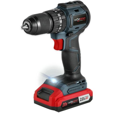 Taladro percutor compacto brushless 20V 1 batería 2.0Ah WORGRIP