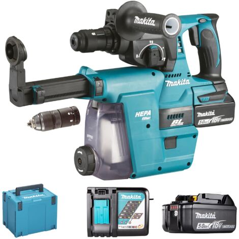 Taladro percutor Makita Batería recargable DHR243RTJW de 18 V y 5 Ah