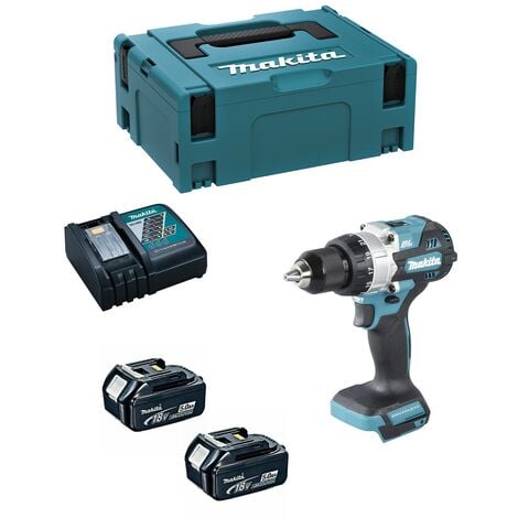 Taladro Percutor MAKITA DHP486RTJ (2 x 5,0 Ah + DC18RC + MAKPAC 2)