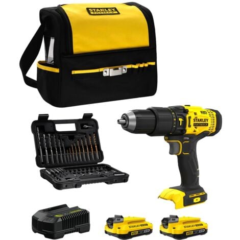 Taladro Percutor STANLEY FatMax SFMCD711DSA (2 x 2,0 Ah + Cargador + Bolsa + Set de 50 accesorios)