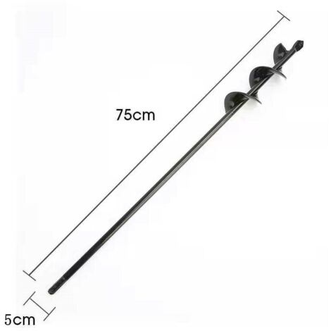Taladro, taladro de tierra para instalación de cercas, taladro manual, taladro pequeño de barra de torsión, accesorios de jardín, para aflojar flores (negro - diámetro 5 cm x largo 5 cm)