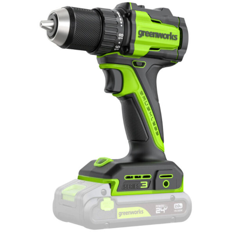 Taladro/atornillador sin escobillas GREENWORKS de 24 V - 45 Nm - Herramienta básica (sin batería ni cargador) - DD345