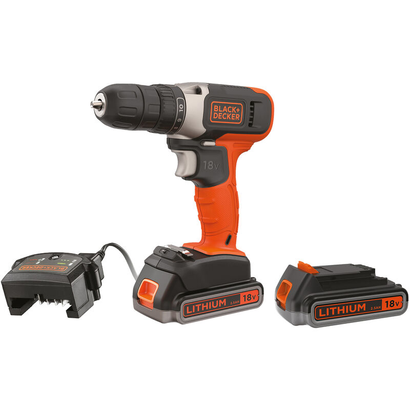 

Black & Decker BCD001E2K-QW Taladro Atornillador 18V con 2 baterías 2,5Ah y maletín