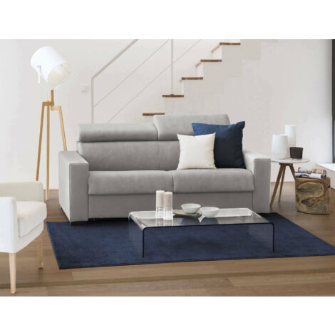 Talamo Italia 2-Sitzer Sonia Schlafsofa, Wohnzimmersofa, Made in Italy, Drehbare Öffnung mit Matratze und Netz inklusive, mit verstellbaren Kopfstützen und Standardarmlehnen, Cm: 180x95h85, Farbe Grau