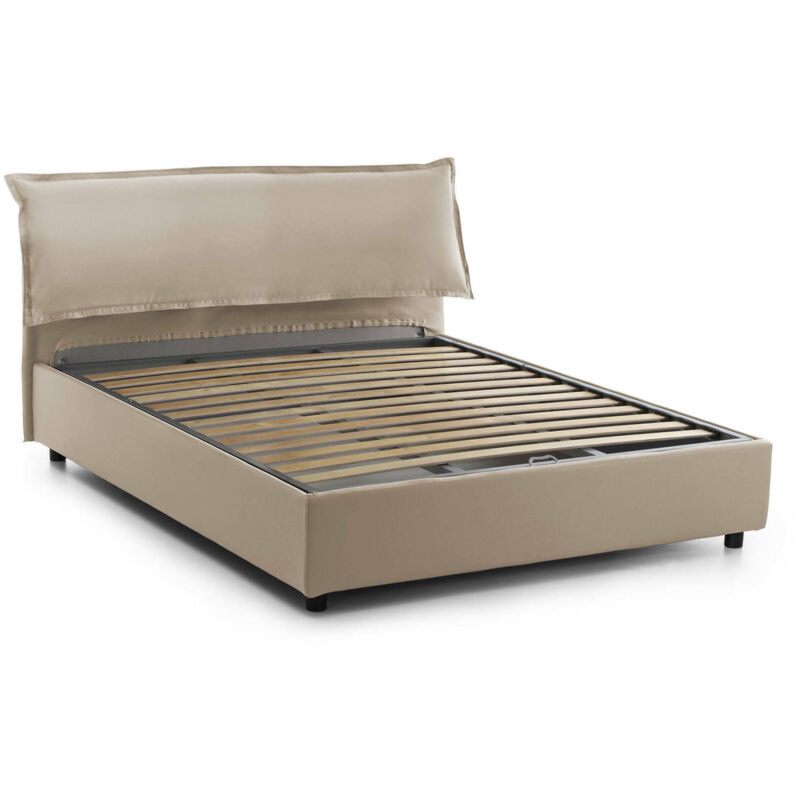 

Cama contenedor doble moderna Giada, Made in Italy, cama extraíble con cabecero tapizado y estructura de cama, apto para colchón de 160x190 cm, color