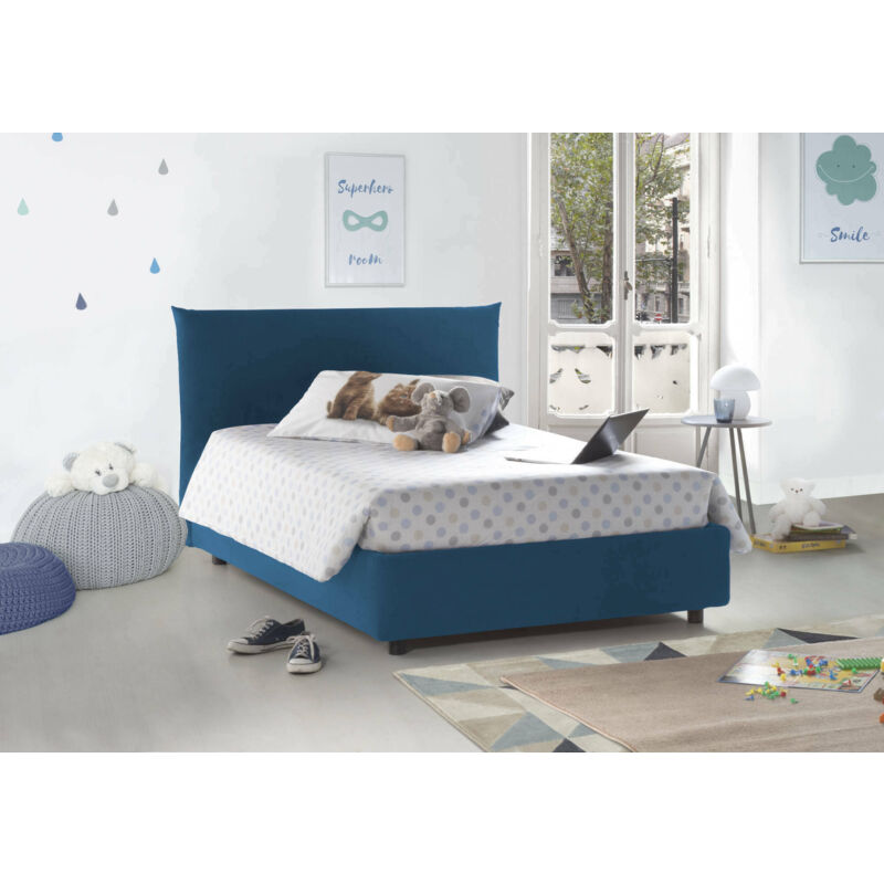 

Cama Piazza e Mezzo con funda extraíble Contenedor rosa Made in Italy Azul