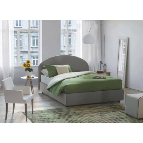 Talamo Italia Cama de plaza y media Connie, Cama contenedor con revestimiento de tela, 100% Made in Italy, Apertura frontal, con colchón Cm 120x190 incluido, Gris, con embalaje reforzado