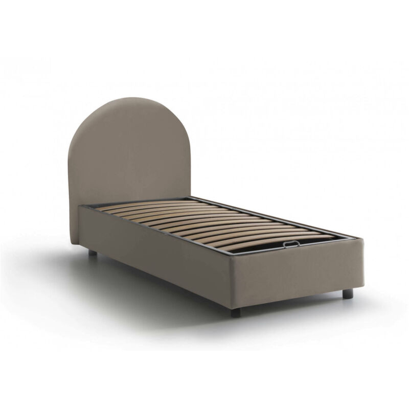 

Cama individual Luna con contenedor con apertura frontal, ecopiel, 205 x 95 h95 cm, Tortora - Talamo Italia
