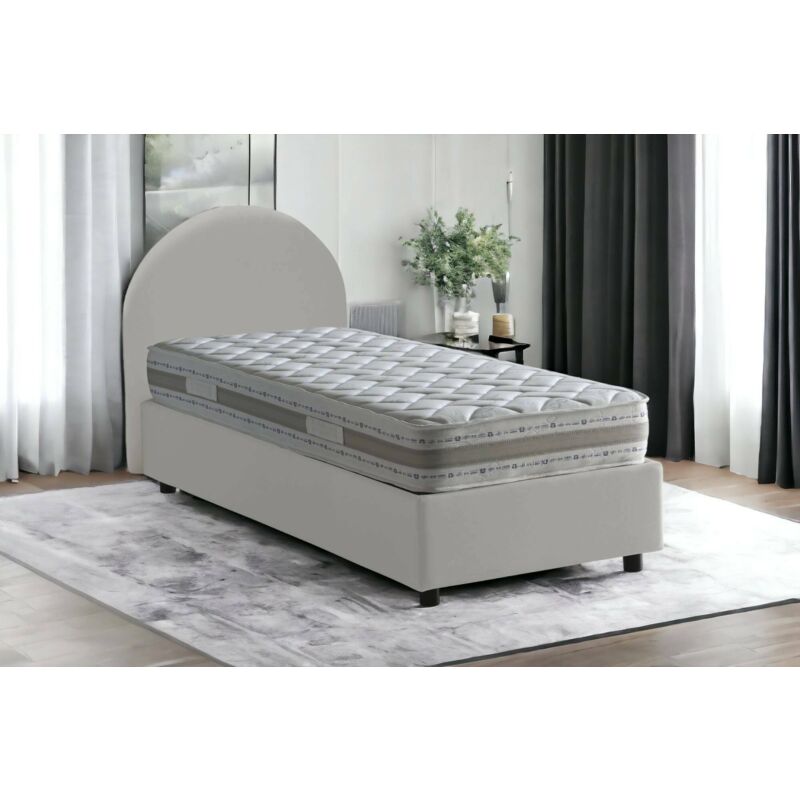 

Cama individual Luna con contenedor con apertura frontal, ecopiel, 205 x 95 h95 cm, Blanco - Talamo Italia