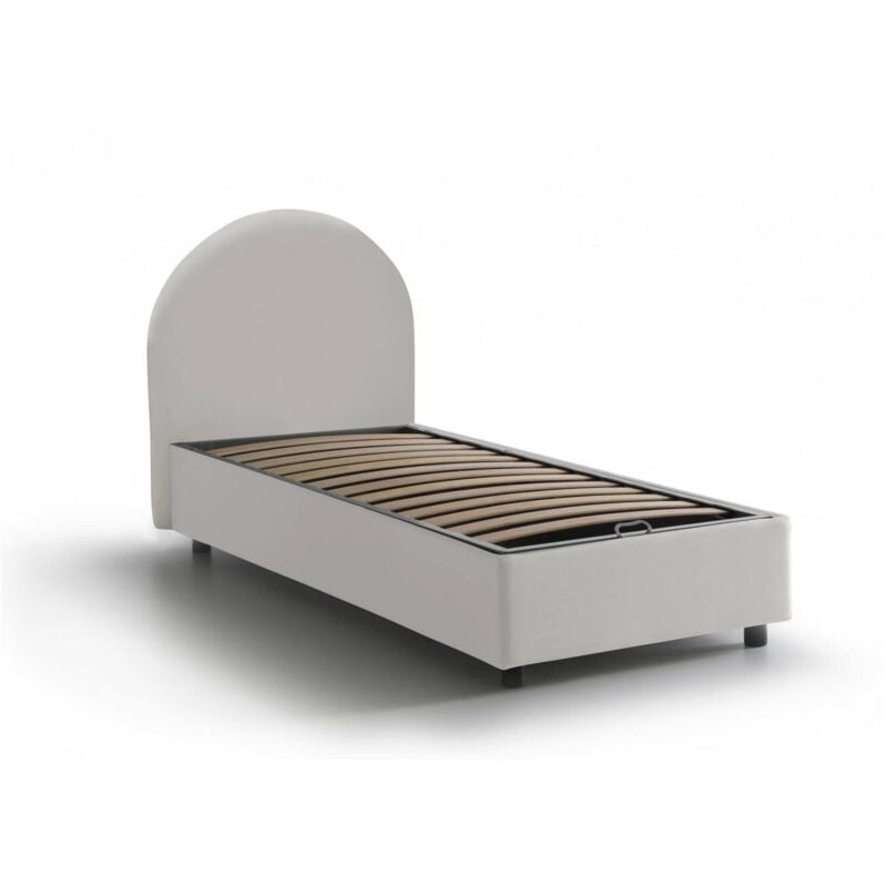

Cama individual Luna con contenedor con apertura lateral, ecopiel, 205 x 95 h95 cm, Blanco - Talamo Italia