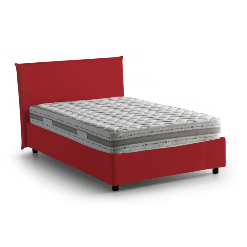

Cama Anna individual y media con contenedor, Made in Italy, en tela, 120x200 cm, con apertura frontal, Rojo - Talamo Italia