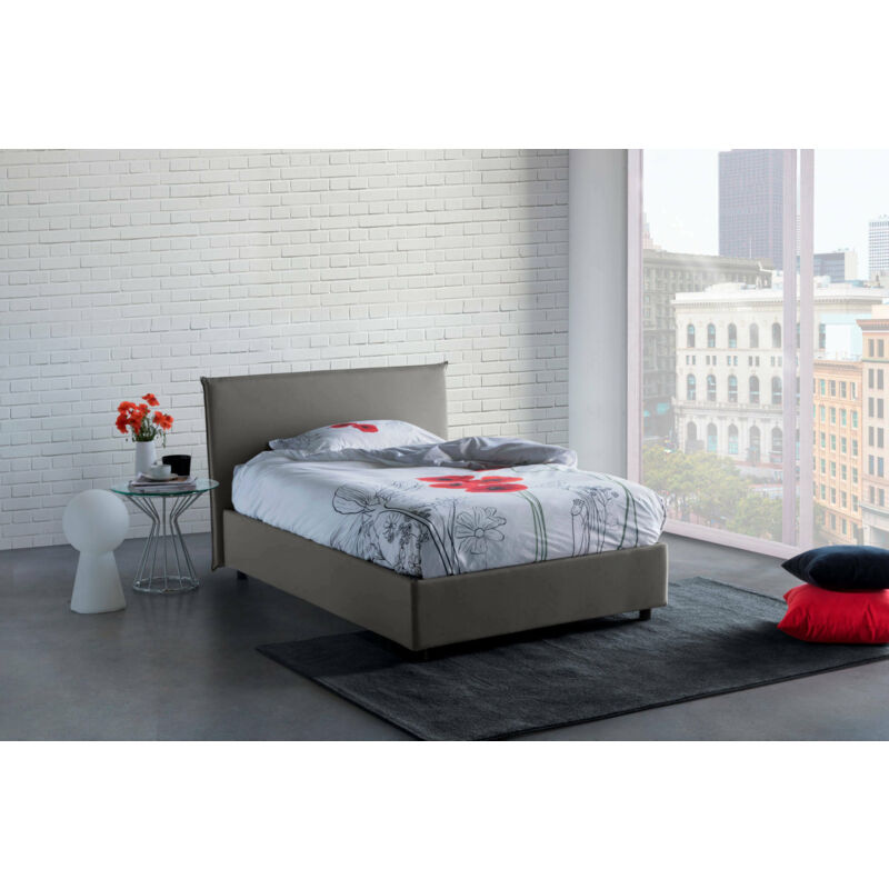 

Cama Anna individual y media con contenedor, Made in Italy, en tela, 120x200 cm, con apertura frontal, Gris, con colchón incluido - Talamo Italia