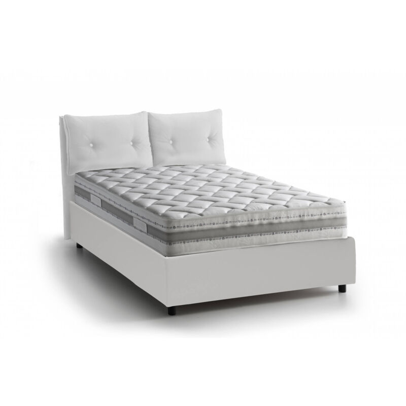 

Cama individual Giulia con contenedor con apertura frontal, cuero ecológico, 205 x 95 h95 cm, Blanco - Talamo Italia