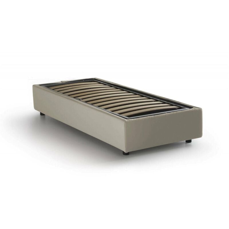 

Cama individual Silvia con contenedor, Made in Italy, en tela, 90x190 cm, con apertura frontal, Crema - Talamo Italia