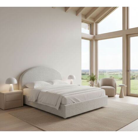 Talamo Italia Cama matrimonial Consuelo, Cama contenedor con revestimiento de tela, 100% Made in Italy, Apertura frontal, adecuado para colchón 160x190 cm, Blanco, con embalaje reforzado