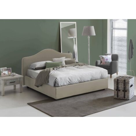 Talamo Italia Cama matrimonial Isotta, Cama contenedor con revestimiento de tela, 100% Made in Italy, Apertura frontal, adecuado para colchón Cm 160x200, Tórtola, con embalaje reforzado