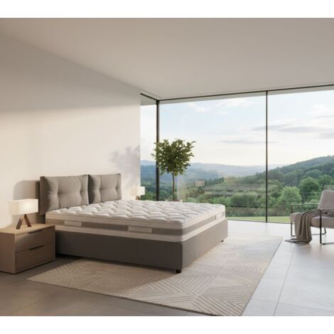 Talamo Italia Cama matrimonial Petra, Cama contenedor con revestimiento de tela, 100% Made in Italy, Apertura frontal, con colchón Cm 160x200 incluido, Gris, con embalaje reforzado
