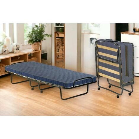 Talamo Italia - Cama plegable Daaronso, Cama plegable con somier de 12 láminas, Colchón incluido, Cama que ahorra espacio, 100% Made in Italy, 80x190h37 cm, Funda protectora a petición
