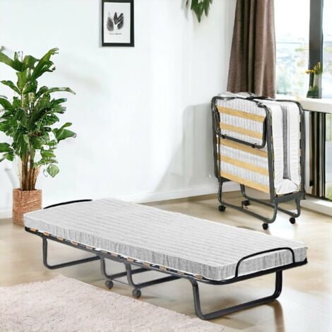 Talamo Italia - Cama plegable Dparis, Cama plegable con somier de 12 láminas, Colchón incluido, Cama que ahorra espacio, 100% Made in Italy, 80x190h37 cm, Funda protectora a petición