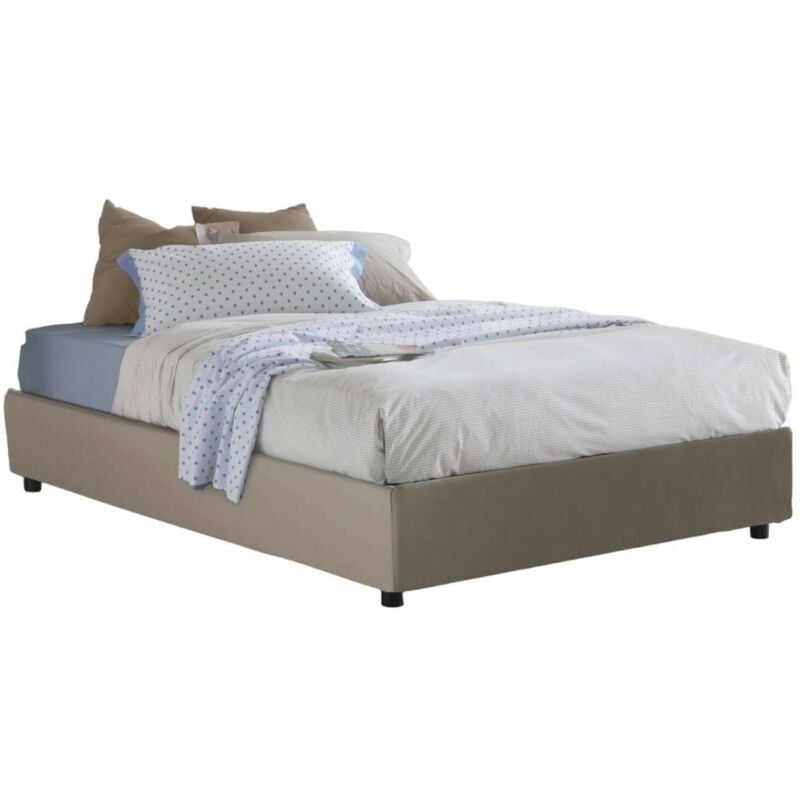 

Cama Silvia de estilo francés con contenedor, Made in Italy, en ecopiel, 140x190 cm, con apertura frontal, Taupe - Talamo Italia