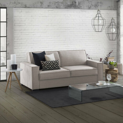 Talamo Italia Canapé Achiropita, Grand Canapé 2 places, 100% Made in Italy, Canapé de salon à ouverture pivotante, en tissu matelassé, avec accoudoirs fins, Cm 180x95h90, Tourterelle, avec emballage r