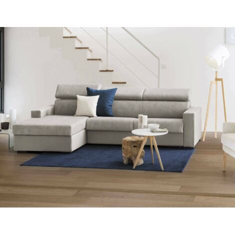 Talamo Italia Canapé Alda, Canapé d'angle, 100% Made in Italy, Canapé avec ouverture pivotante, avec Péninsule Conteneur Gauche, avec accoudoirs standards, Cm 280x95h85, Tourterelle, avec emballage re