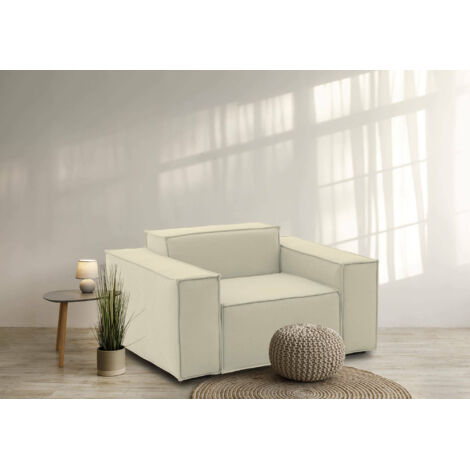 Talamo Italia Chaise longue Cristiana, Chaise longue, 100% Made in Italy, Fauteuil relax en tissu rembourré, Cm 160x95h70, Beige, avec emballage renforcé
