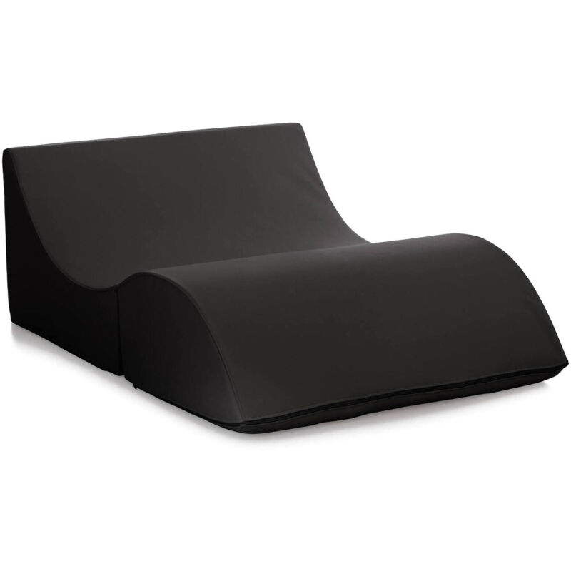 

Dmora - Talamo Italia Clever, puf doble convertible en chaise longue en ecopiel, color negro.