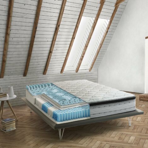 Talamo Italia Colchón individual Laila, Revestimiento desenfundable de Memory Foam+Gel y muelles ensacados, 100% Made in Italy, Antiácaros e hipoalergénico, cm 90x200h27, con embalaje reforzado