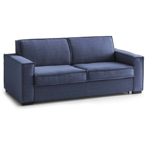 Talamo Italia - Divano fisso 2 posti Arki, Sofà Soggiorno in tessuto, Braccioli standard, 100% Made in Italy, Cm 180x95h90, Blu