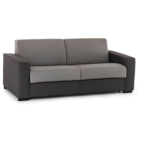 Talamo Italia - Divano fisso 2 posti Cianite, Sofà Soggiorno in tessuto imbottito con Braccioli slim, 100% Made in Italy, Cm 180x95h90, Grigio e Antracite