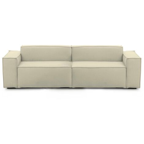 Talamo Italia - Divano fisso 3 posti Argo, Divano componibile lineare, Sofà moderno da soggiorno in tessuto, 100% Made in Italy, Cm 260x95h70, Beige