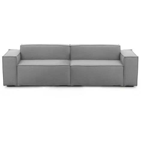 Talamo Italia - Divano fisso 3 posti Argo, Divano componibile lineare, Sofà moderno da soggiorno in tessuto, 100% Made in Italy, Cm 260x95h70, Grigio