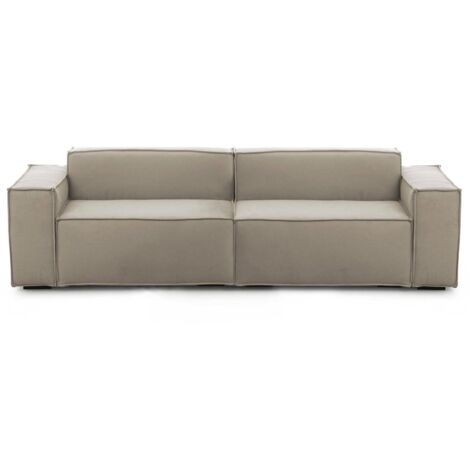 Talamo Italia - Divano fisso 3 posti Argo, Divano componibile lineare, Sofà moderno da soggiorno in tessuto, 100% Made in Italy, Cm 260x95h70, Tortora