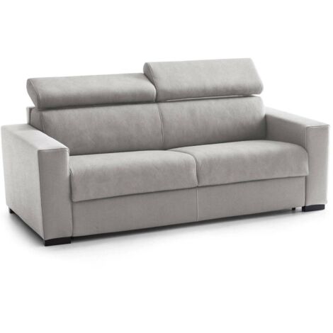 Talamo Italia - Divano fisso 3 posti Matrice, Sofà in tessuto imbottito, Poggiatesta regolabili e Braccioli standard, 100% Made in Italy, Cm 220x95h85, Grigio