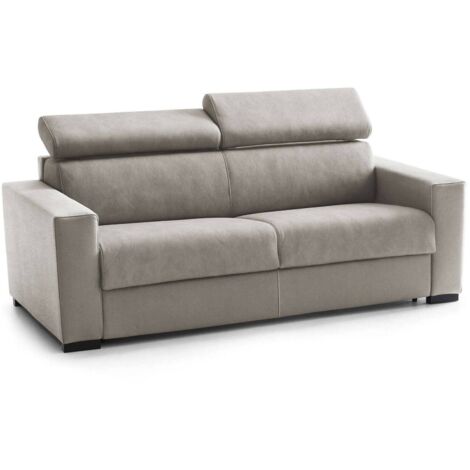Talamo Italia - Divano fisso 3 posti Matrice, Sofà in tessuto imbottito, Poggiatesta regolabili e Braccioli standard, 100% Made in Italy, Cm 220x95h85, Tortora
