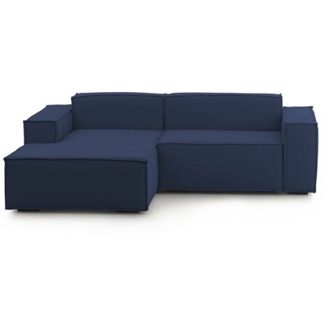 Talamo Italia - Divano fisso con penisola Assurte, Divano componibile con chaise longue sinistra, Sofà moderno in tessuto, 100% Made in Italy, Cm 240x170h70, Blu