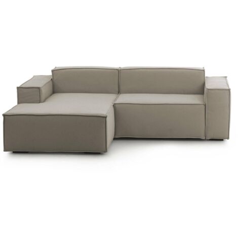 Talamo Italia - Divano fisso con penisola Assurte, Divano componibile con chaise longue sinistra, Sofà moderno in tessuto, 100% Made in Italy, Cm 240x170h70, Tortora