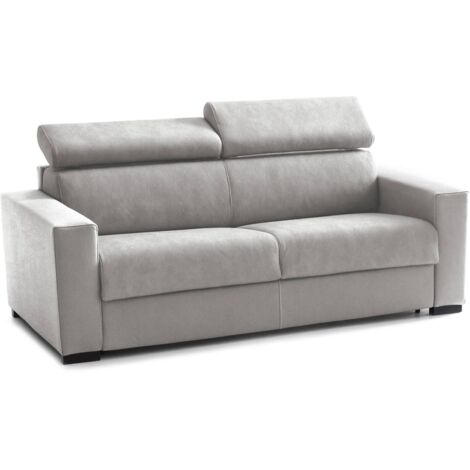 Talamo Italia - Divano letto 2 posti Amalfi, Sofà apertura girevole, Poggiatesta regolabili e Braccioli standard, 100% Made in Italy, Cm 200x95h85, Grigio