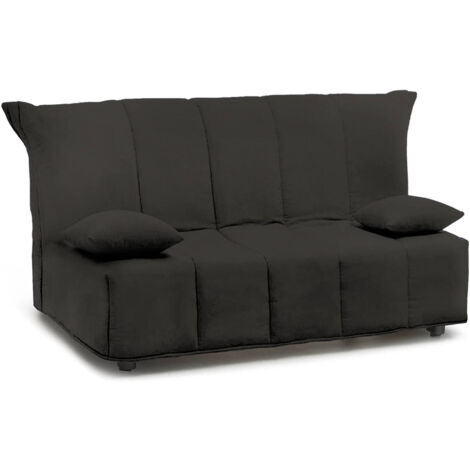 Talamo Italia - Divano letto 2 posti Ariska, Sofà con apertura a carrello in tessuto imbottito, Cuscini inclusi, 100% Made in Italy, Cm 125x90h85, Grigio