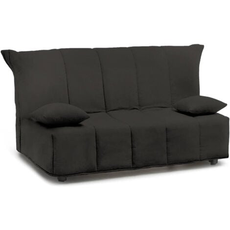 Talamo Italia - Divano letto 2 posti Ariska, Sofà con apertura a carrello in tessuto imbottito, Cuscini inclusi, 100% Made in Italy, Cm 125x90h85, Grigio