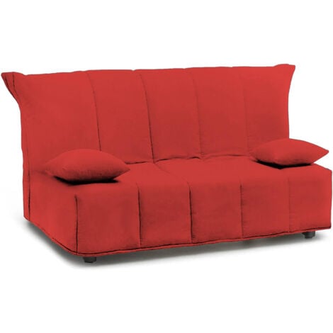 Talamo Italia - Divano letto 2 posti Ariska, Sofà Soggiorno con apertura a carrello in tessuto imbottito, Cuscini inclusi, 100% Made in Italy, Cm 125x90h85, Rosso